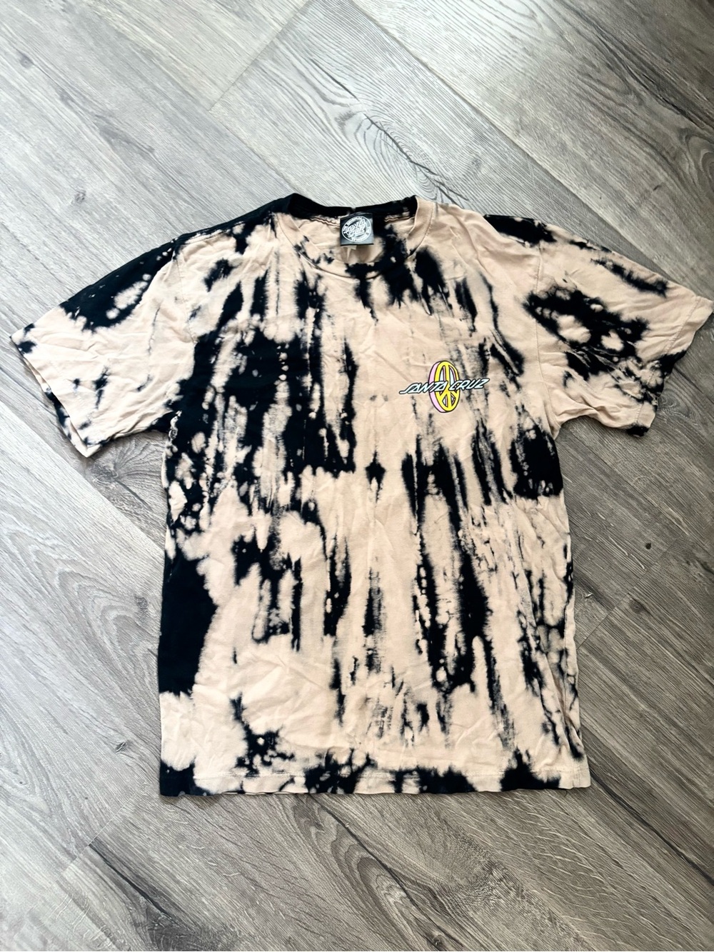 SANTA CRUZ Tie-Dye Graphic Tee with Small Chest Logo- MEDIUM